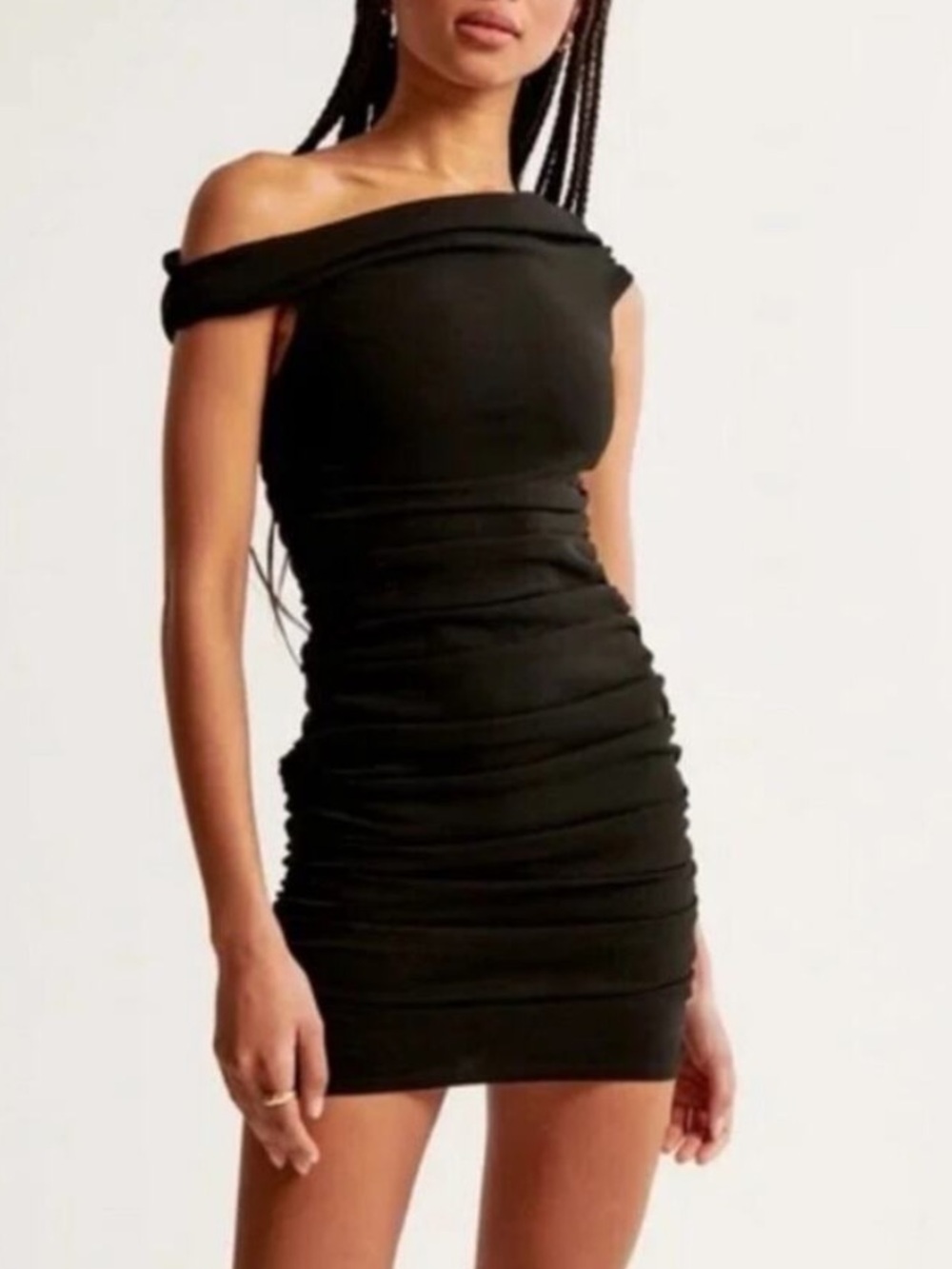 Abercromvie and Fitch Off-The-Shoulder Twist Ruched Mini Dress
